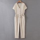 Drawstring-waist Short-sleeve Jumpsuit