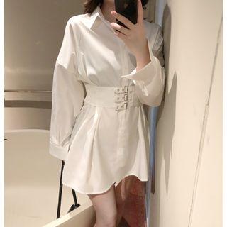 Plain Long-sleeve Slim-fit Shirt