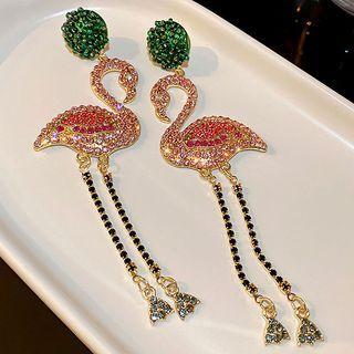 Flamingo Rhinestone Dangle Earring 1 Pair - Silver Needle - Pink - One Size