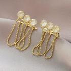 Rhinestone Chained Fringed Earring 1 Pair - Silver Stud - Gold - One Size