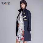 Piped Long Woolen Coat