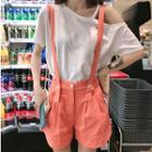Set: Cutout Short-sleeve T-shirt + Jumper Shorts