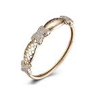 Fashion Elegant Plated Champagne Bow Cubic Zirconia Bangle Champagne - One Size