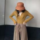 V-neck Long Sleeve Wrap Top / High Waist Wide Leg Sweatpants