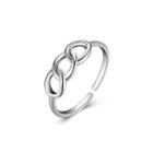 925 Sterling Silver Fashion Simple Circle Adjustable Split Ring Silver - One Size