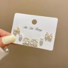 3 Pair Set: Faux Pearl / Glaze / Alloy Earring (various Designs) E4986 - 3 Pairs - Gold & White - One Size