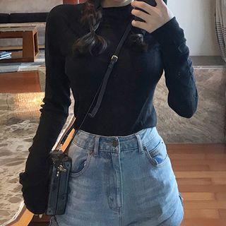 Mock Turtleneck Long-sleeve Top