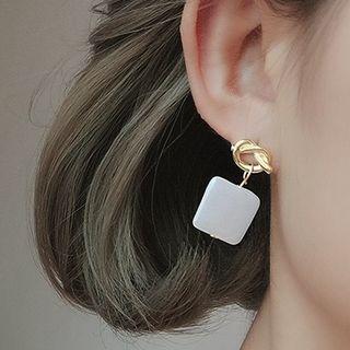 925 Sterling Silver Knot Shell Square Dangle Earring 1 Pair - As Shown In Figure - One Size