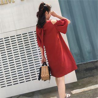 Off-shoulder Tie-back A-line Dress