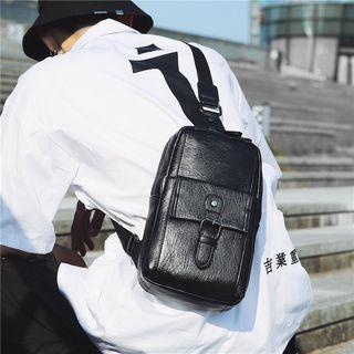 Faux Leather Buckled Sling Bag