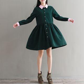 Corduroy A-line Mini Shirtdress