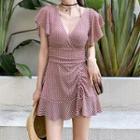 Short-sleeve Ruffled Hem Swim Dress