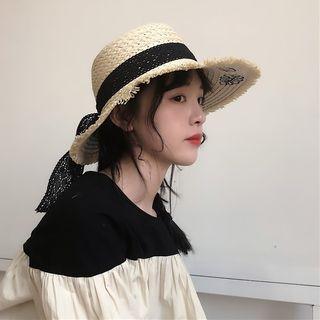 Bow Straw Hat Camel - One Size