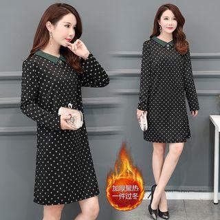 Long-sleeve Print Mini Collared Dress