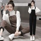 Mock-neck Sweater / Corduroy Harem Jumper Pants