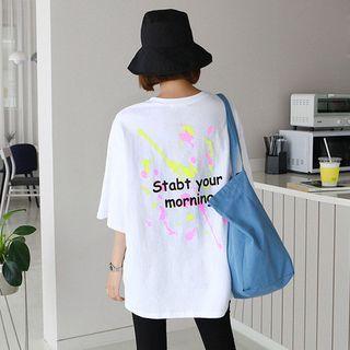 Paint-splatter Letter Print T-shirt