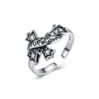 925 Sterling Silver Fashion Bow Cubic Zircon Adjustable Split Ring Silver - One Size