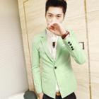 Contrast-trim Single-button Blazer