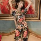 Short-sleeve Flora Qipao Dress