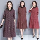 Floral Long-sleeve Collard Dress