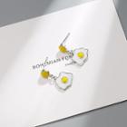 Fried Egg Stud Earring 1 Pair - Copper White Gold Plating - One Size