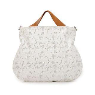 Perforated Floral Satchel White - One Size