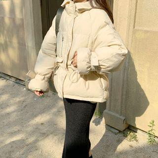 Hooded Drawcord-waist Padded Jacket