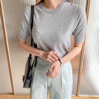 Short-sleeve Knit Top In 2 Designs