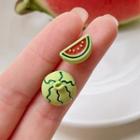 Watermelon Sterling Silver Ear Stud 1 Pair - Green - One Size