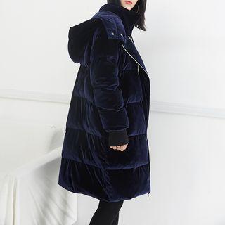Detachable-hood Velvet Padded Coat