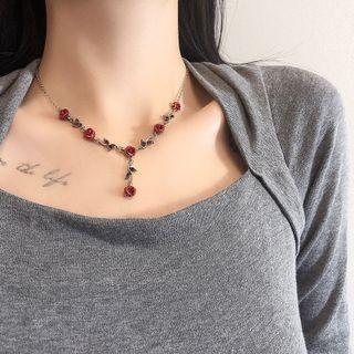 Rose Pendant Alloy Y Choker