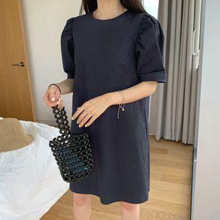Puff-sleeve Zip-back Dress