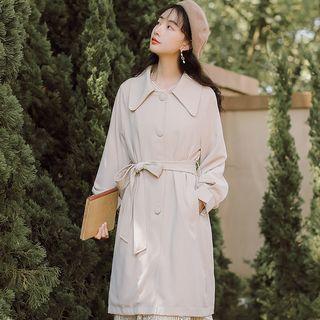 Balloon-sleeve Tie-waist Coat