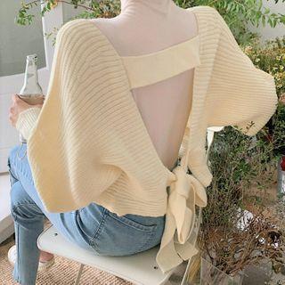 Long-sleeve Mock-neck Top / Open-front Cardigan
