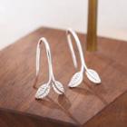 Leaf Sterling Silver Pull Through Earring 1 Pair - Silver - One Size