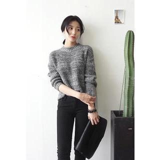 Wool Blend Dip-back Knit Top
