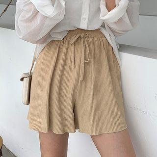 Crinkled Wide-leg Shorts Almond - One Size