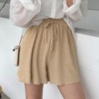 Crinkled Wide-leg Shorts Almond - One Size