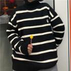 Turtleneck Striped Sweater Stripe - Black - One Size