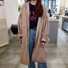 Drawstring Waist Single-breasted Trench Coat