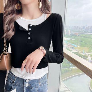 Set: Long-sleeve Henley T-shirt + Tank Top