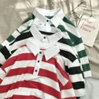 3/4-sleeve Colored Block Polo Shirt