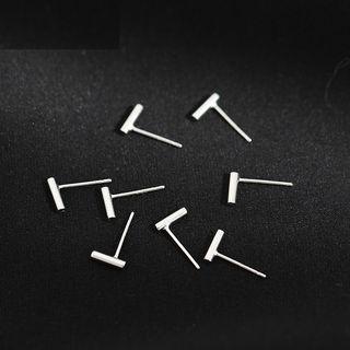 Geometric Stud Earring 1 Pair - Silver - Silver - One Size