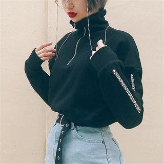 Letter Long-sleeve Turtleneck Sweatshirt