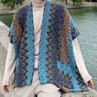 Patterned Knit Cape As Shown In Figure - One Size