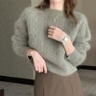 Plain Cable Knit Sweater / Pleated Midi A-line Skirt