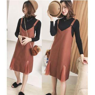 Mesh Panel Pinafore Dress