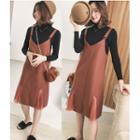 Mesh Panel Pinafore Dress