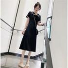 Short-sleeve Lapel Midi Dress
