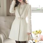 Wool Blend Flare Coat With Belt